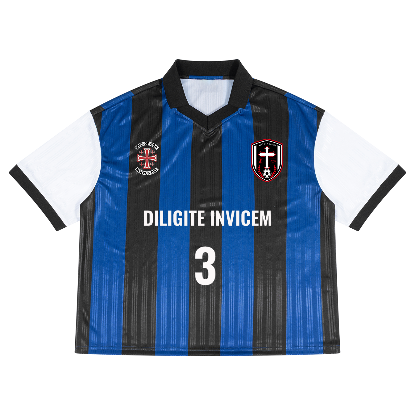 Unisex Boxy Striped Collared Soccer Jersey
