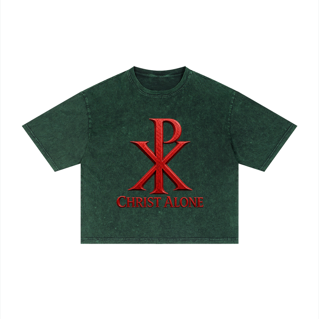 Christ Alone - Vintage Brown Cropped Tee