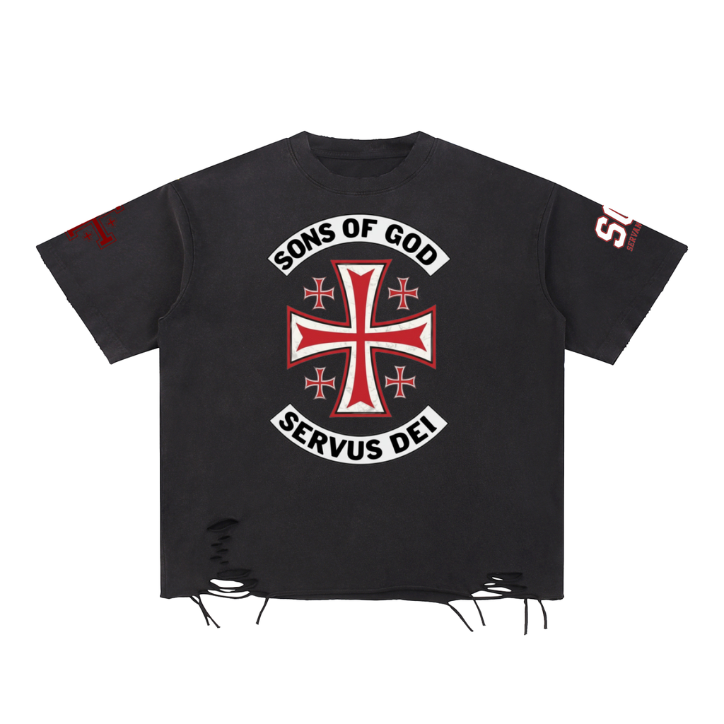 Servus Dei - Distressed Black Graphic T-Shirt