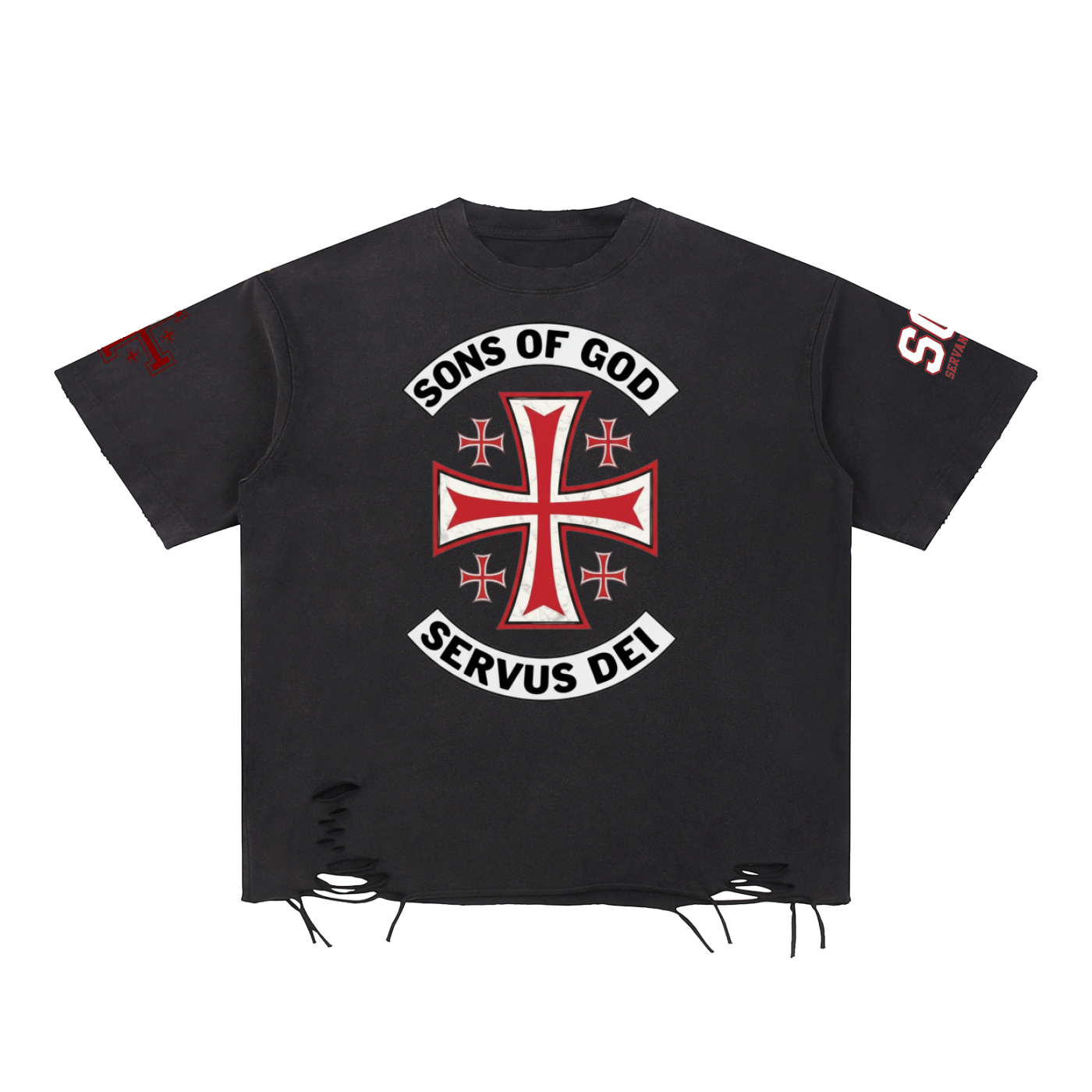 Servus Dei - Distressed Black Graphic T-Shirt