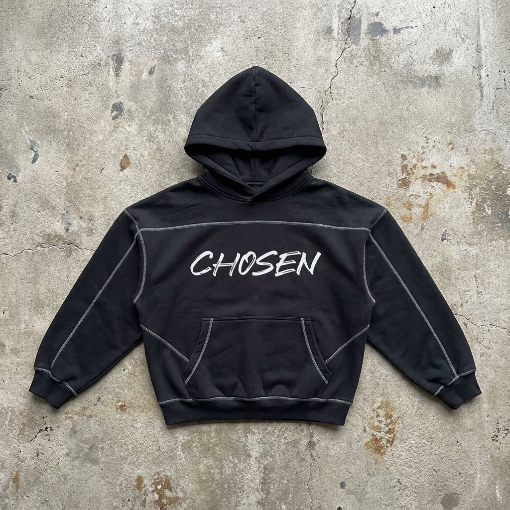 Chosen Renewal - Black Contrast Stitch Hoodie