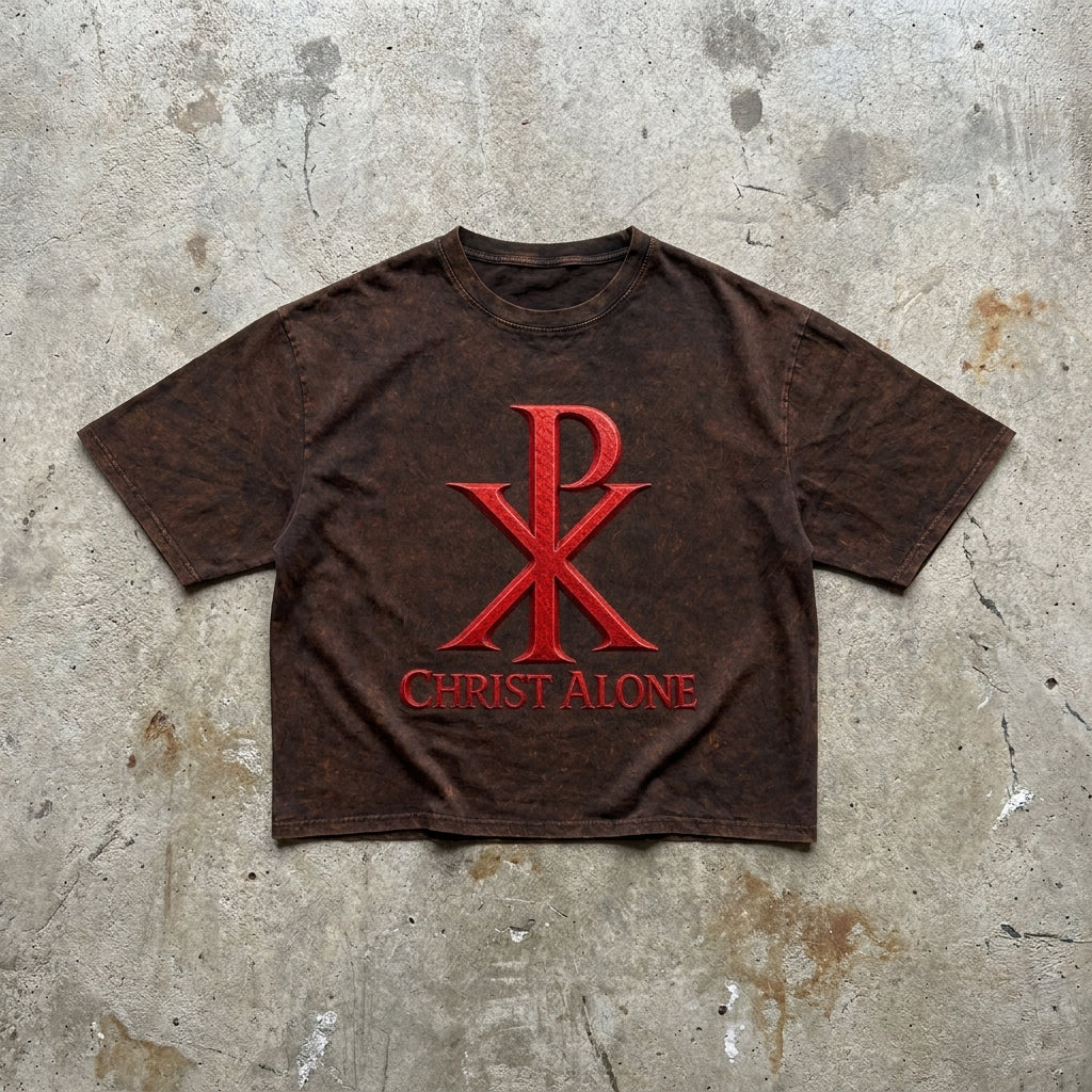 Christ Alone - Vintage Brown Cropped Tee
