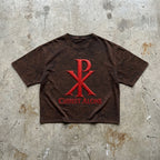 Christ Alone - Vintage Brown Cropped Tee