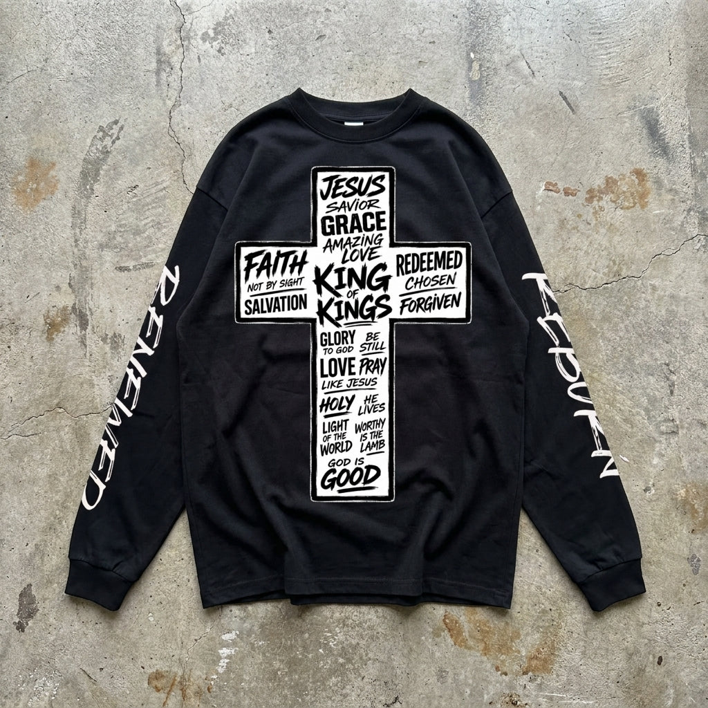 Redeemed Cross - Washed Black Long Sleeve