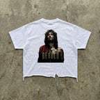 Solus Christus Raw Hem Crop Tee