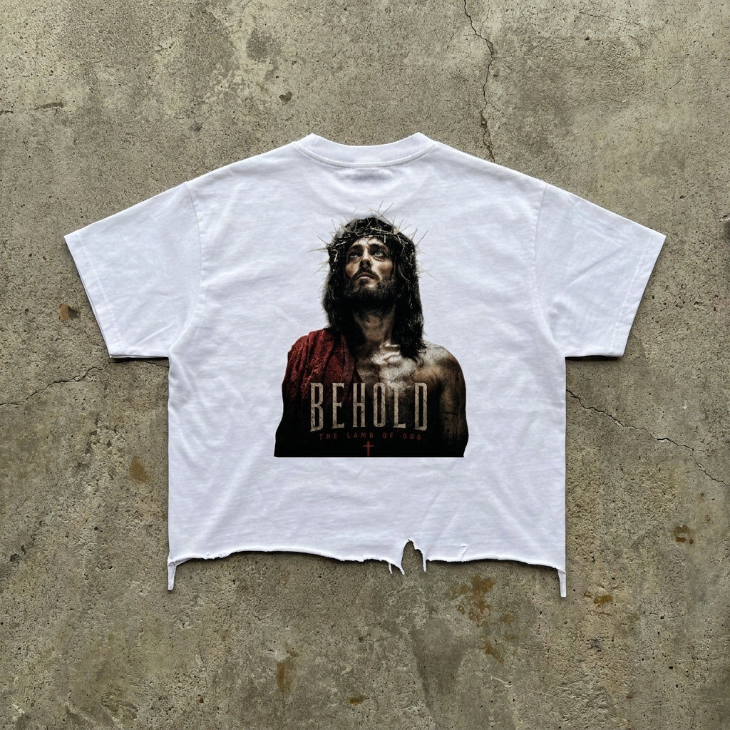Solus Christus Raw Hem Crop Tee