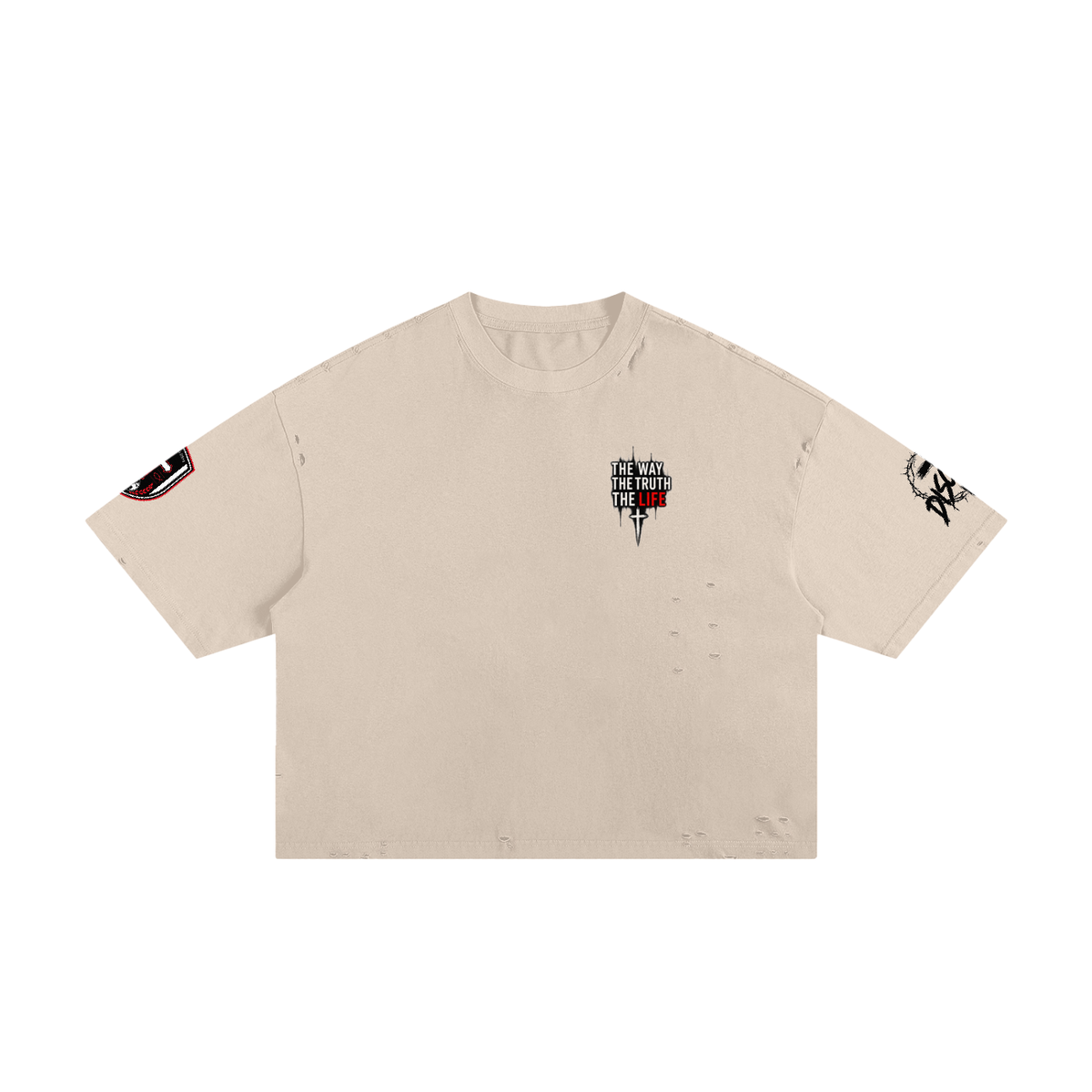 The Way - Distressed White Crop Tee