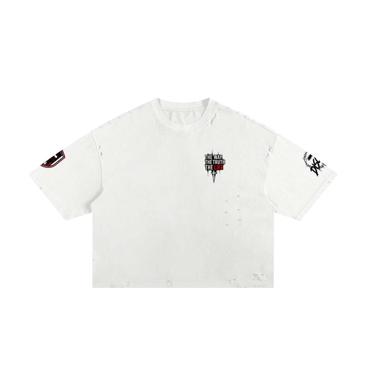 The Way - Distressed White Crop Tee