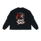 Jesus Saves - Washed Black Long Sleeve