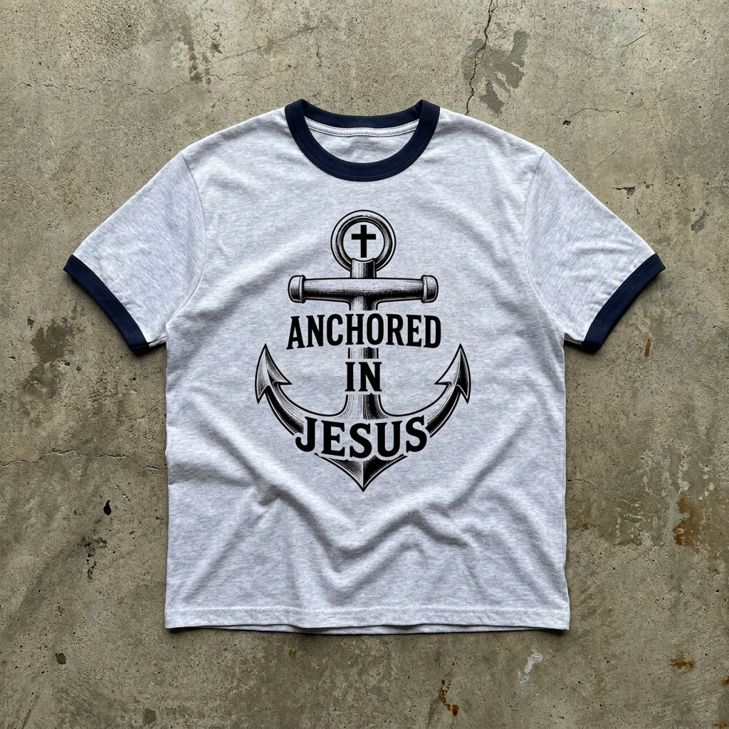 Anchored in Jesus Ringer Tee