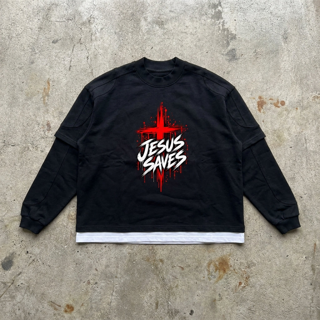 Jesus Saves - Washed Black Long Sleeve