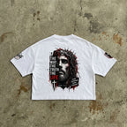 The Way - Distressed White Crop Tee