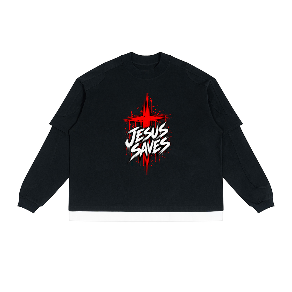Jesus Saves - Washed Black Long Sleeve