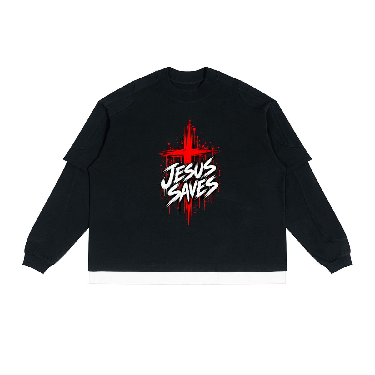 Jesus Saves - Washed Black Long Sleeve